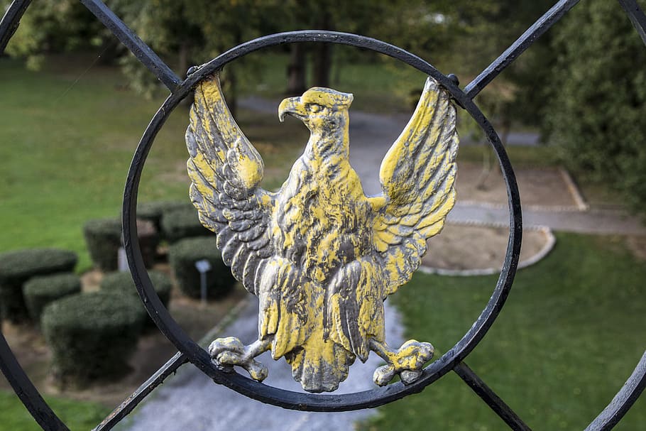 iron forge, eagle, barrier, focus on foreground, day, no people HD wallpaper