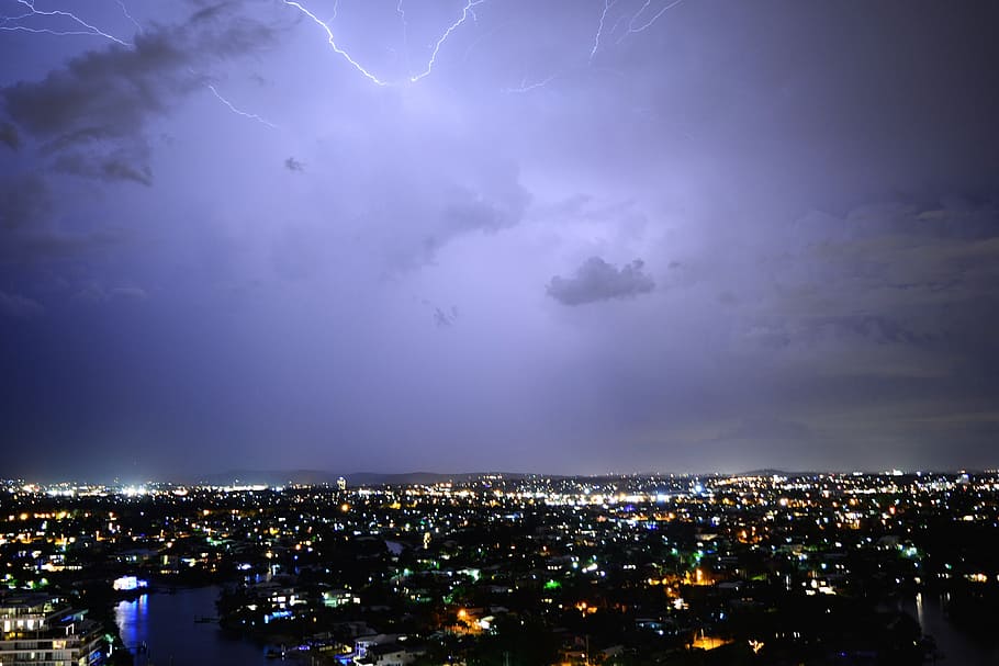 Lightning, Electricity, Flash, storm, thunderstorm, powerful HD wallpaper