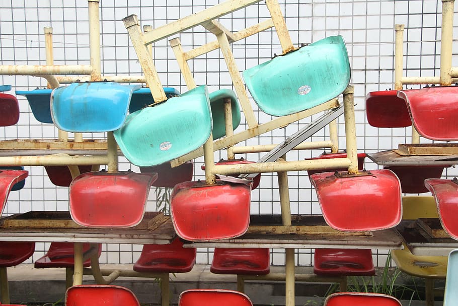 seat, color, lonely, absence, empty, red, chair, no people HD wallpaper