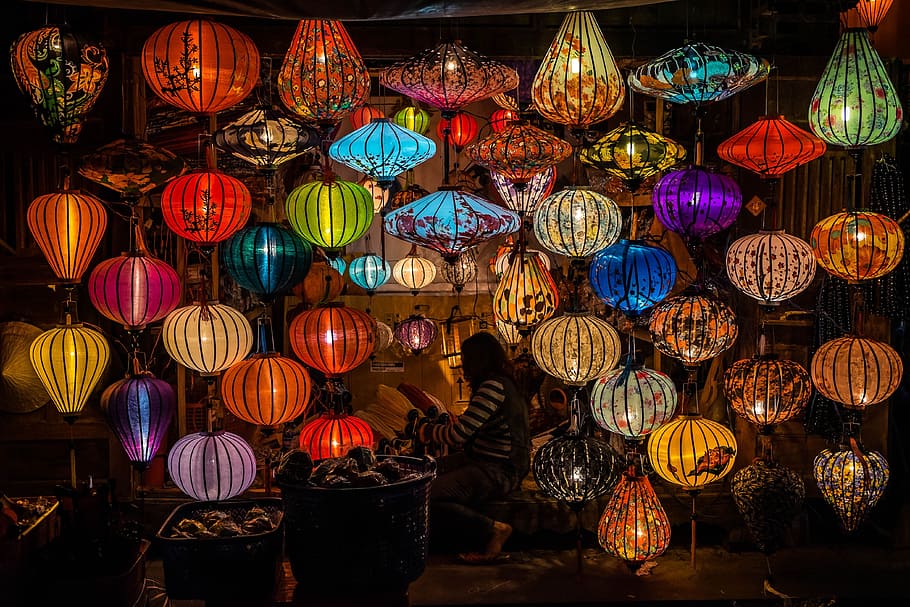 assorted-color lantern lamps, hoi an, vietnam, lampingons, lighting equipment