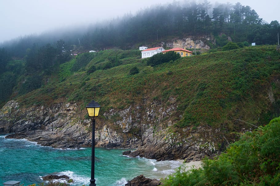 Cloudy, Sea, Blue, Light, costa, lighting, fisterra, path, santiago HD wallpaper