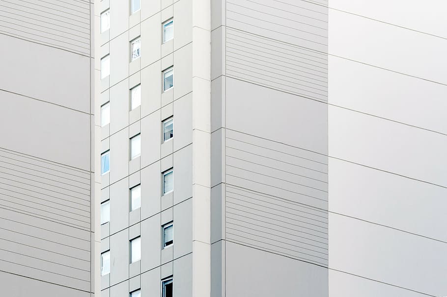 concrete high-rise building, architecture, white, infrastructure HD wallpaper