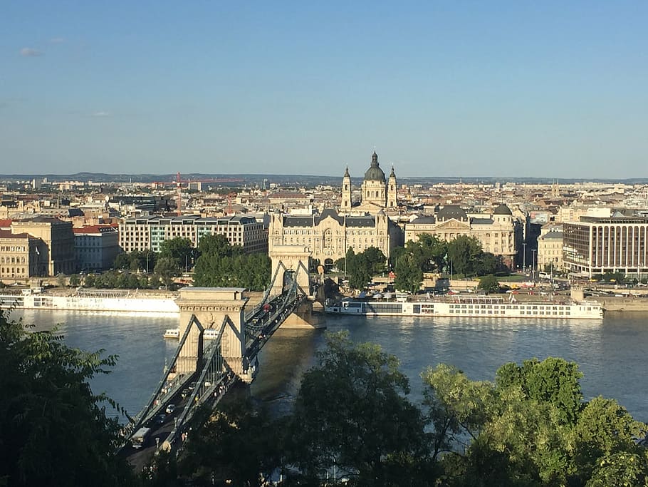 budapest, vista, danube, bridge, landscape, architecture, building exterior HD wallpaper