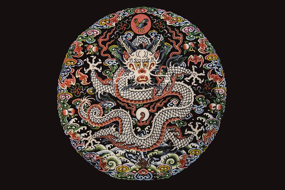 拍摄于印刷出版工艺学校, multicolored floral and dragon illustration HD wallpaper