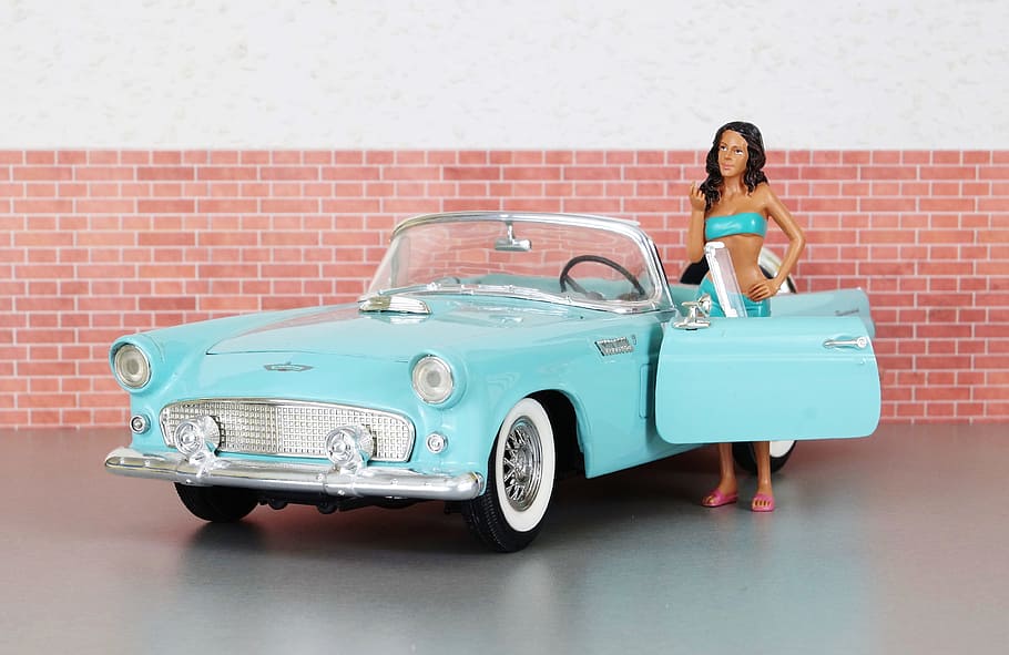 Model Car, Ford Thunderbird, Auto, old, toy car, usa, america HD wallpaper