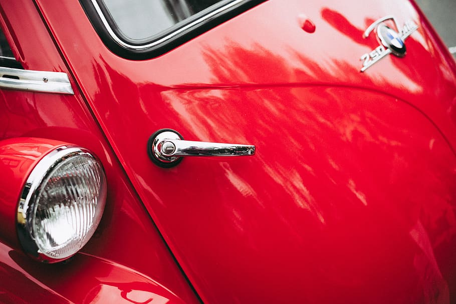 red vehicle, shallow focus photography of vintage red car, BMW HD wallpaper