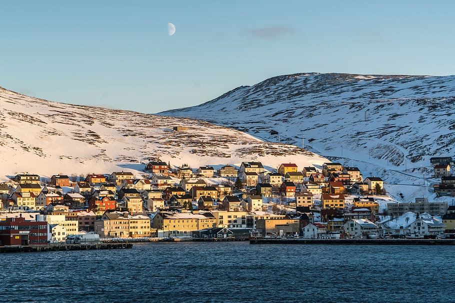 snow, sea, landscape, nature, architecture, bay, beach, coast HD wallpaper