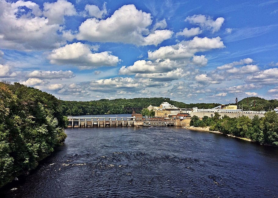 River, Dam, Bridge, Factory, built structure, architecture HD wallpaper