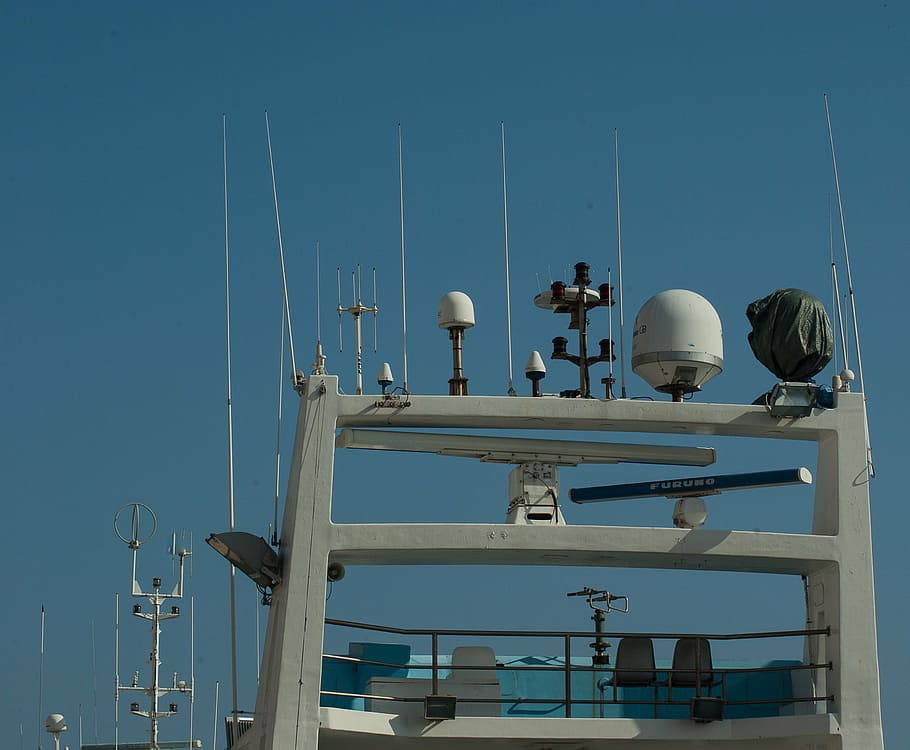 HD wallpaper boat, navigation, radar, antennas, blue, antenna aerial