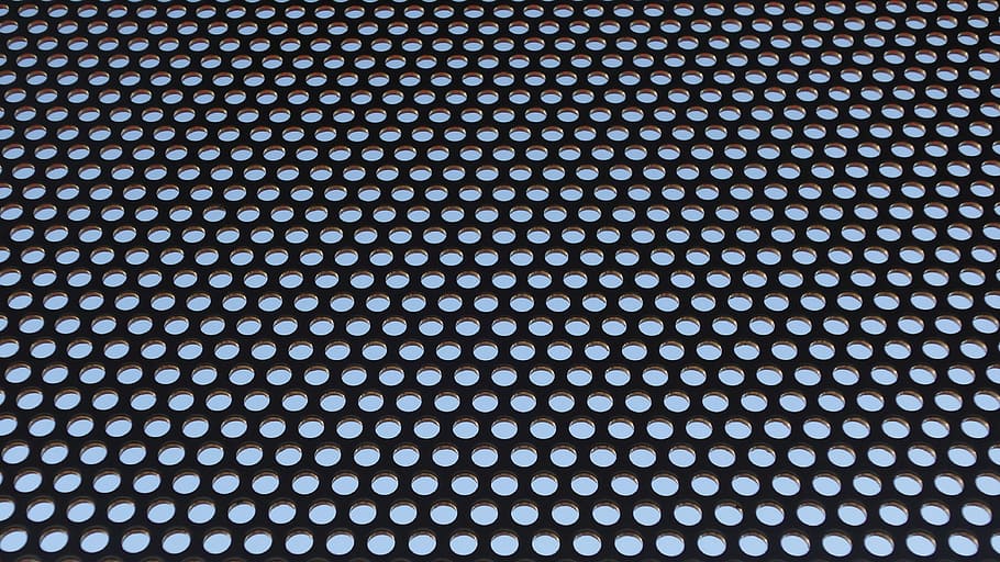 holes, sheet, grid, metal, perforated sheet, pattern, geometry background HD wallpaper