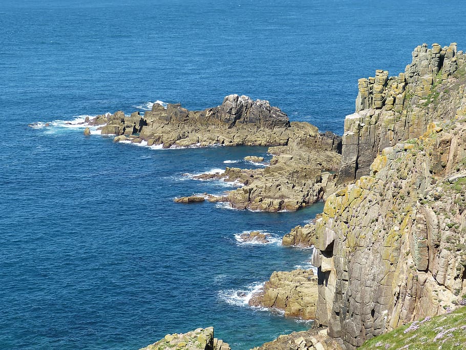 Cliffs, England, Cornwall, united kingdom, sea, rock, landscape HD wallpaper