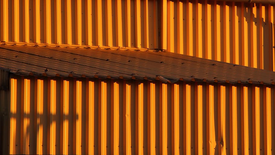 Pattern, Shadow, Roof, Building, Light, sun, golden, warehouse HD wallpaper