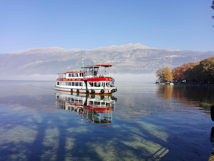 Ioannina, Lake, Boat, Greece, reflection, water, nature, outdoors, HD wallpaper