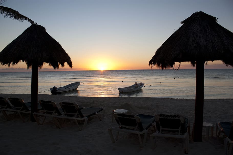 Sunset, Mexico, Tulum, Nature, beach, sea, water, travel, sky HD wallpaper