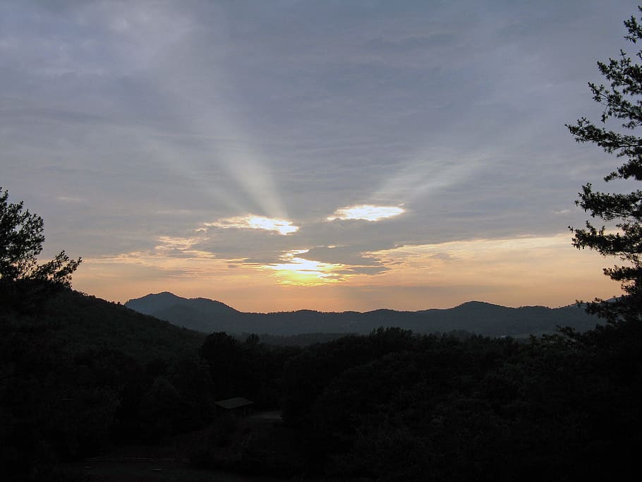 Sunset, Mountain, Clouds, Landscape, wilderness, scenery, natural HD wallpaper