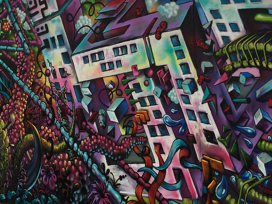Wall, Graffiti, Color, multi colored, large group of objects HD wallpaper