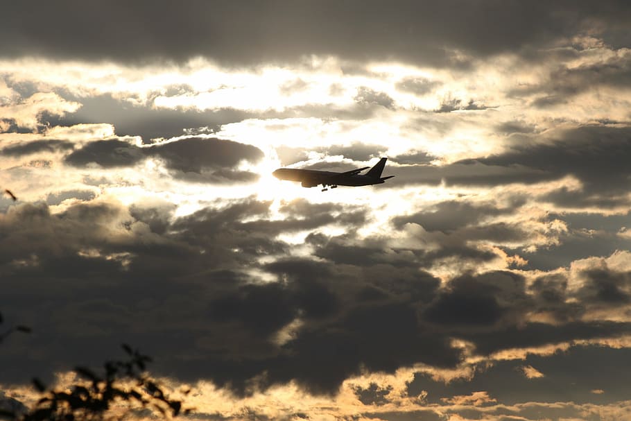 aircraft, sun, approach, flying, sky, cloud - Sky, nature, airplane HD wallpaper