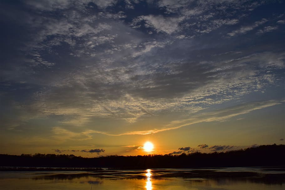 Lake, Sunset, Clouds, Water, sky, landscape, nature, reflection HD wallpaper