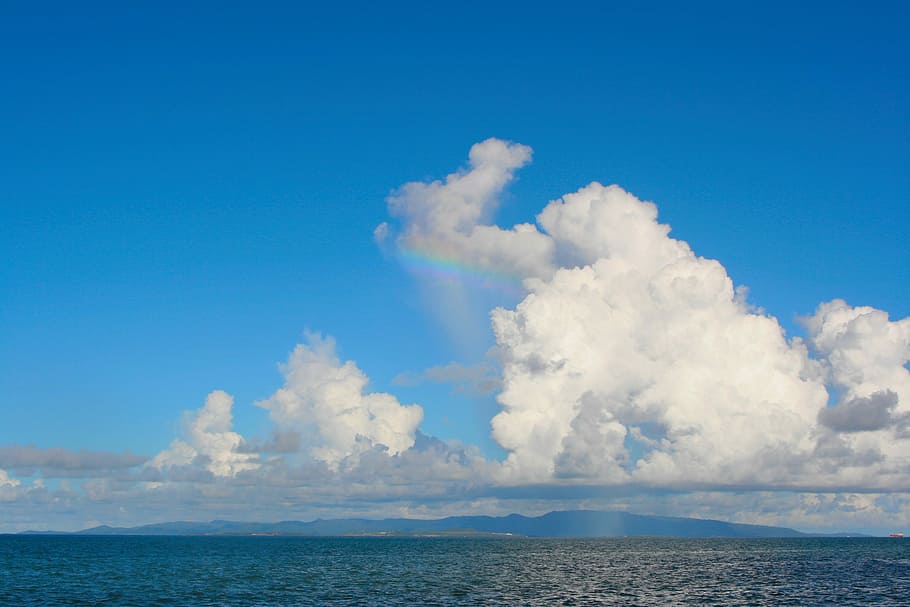 Cloud, Sky Blue, White, Iriomote, Sea, marine blue, horizon HD wallpaper