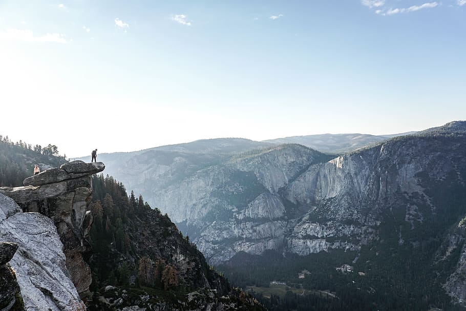cliff, rock, mountain, ridge, peak, summit, trees, plant, nature HD wallpaper