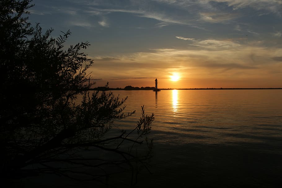 river, sunset, lantern, water, summer, the river odra, poland HD wallpaper