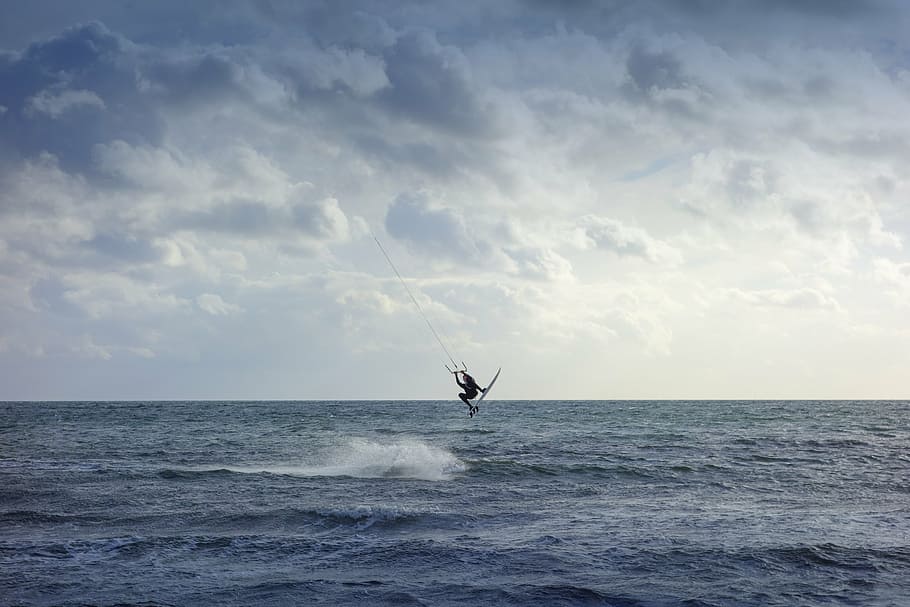 kiters, baltic sea, wave, water, sky, horizon over water, scenics - nature, HD wallpaper