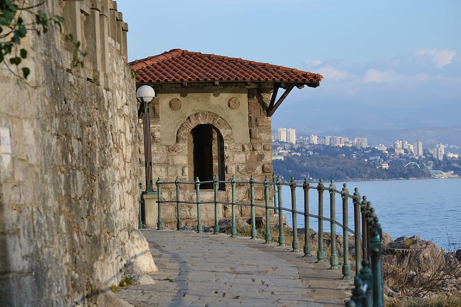 walk, sea, promenade, opatija, croatia, rijeka, kvarner bay, HD wallpaper