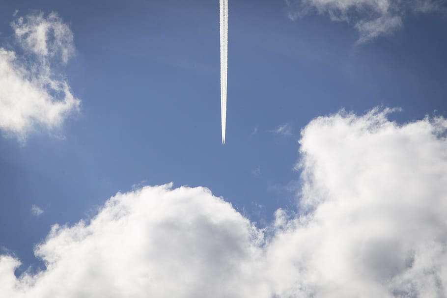 airplane, clouds, contrails, flight, sky, blue, cloud - Sky HD wallpaper