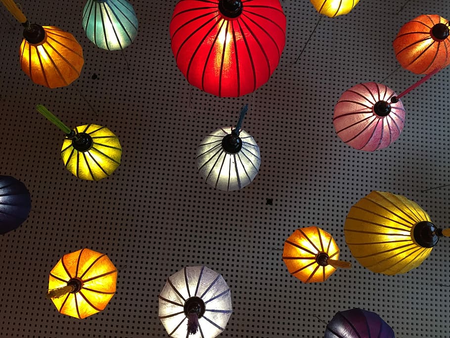 Barcelona, Ceiling, Lamps, Light, structure, inside, colors HD wallpaper