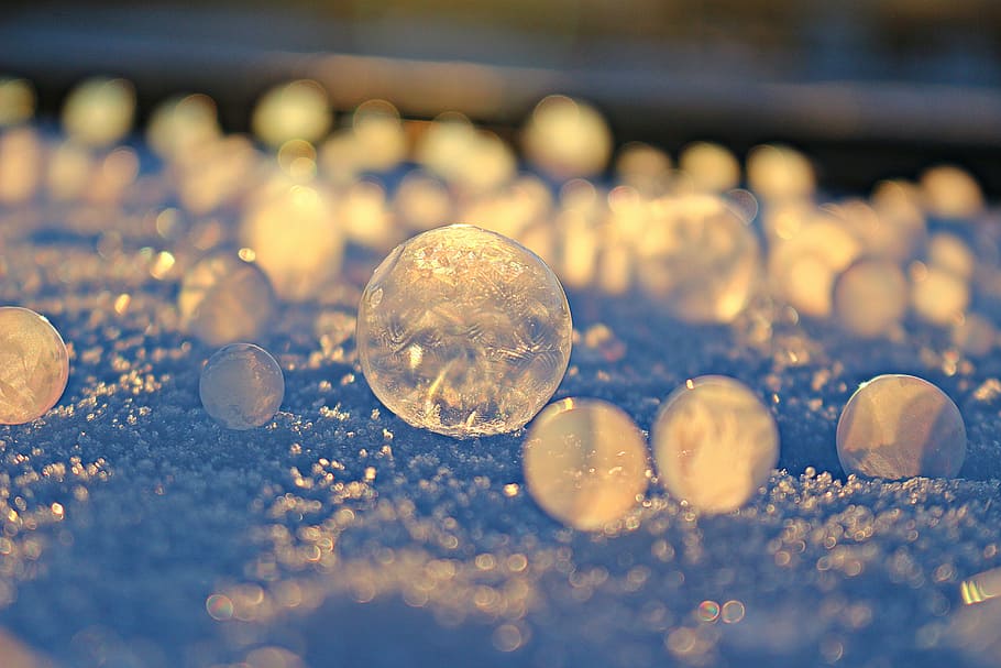 clear stones, soap bubble, frost globe, frost blister, winter, HD wallpaper