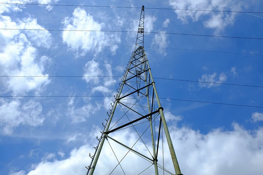 pylon, current, electricity, strommast, power line, energy HD wallpaper
