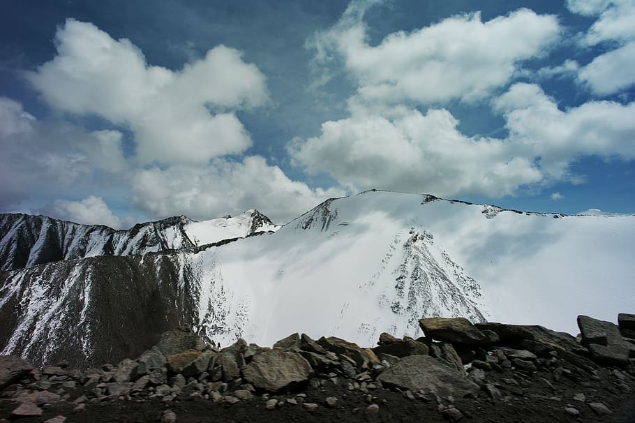 tianshan, snow mountain, cold, nature, ice, cloud - sky, beauty in nature HD wallpaper