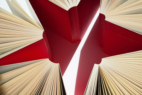 red star illustration, books, pages, expanded, sigmund freud HD wallpaper