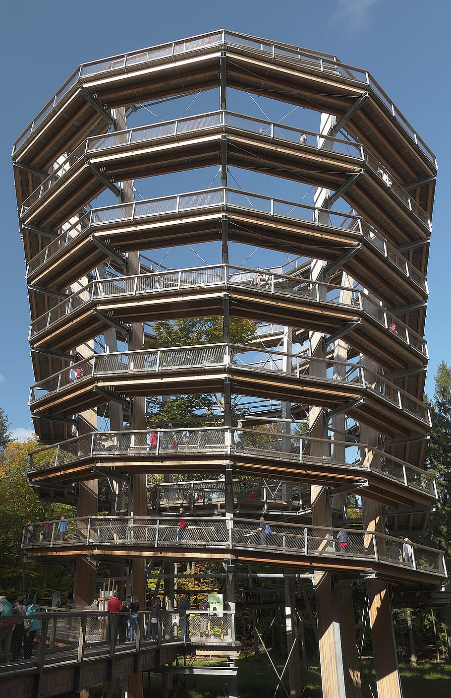 observation tower, spiral, treetop path, steigerwald, forest HD wallpaper