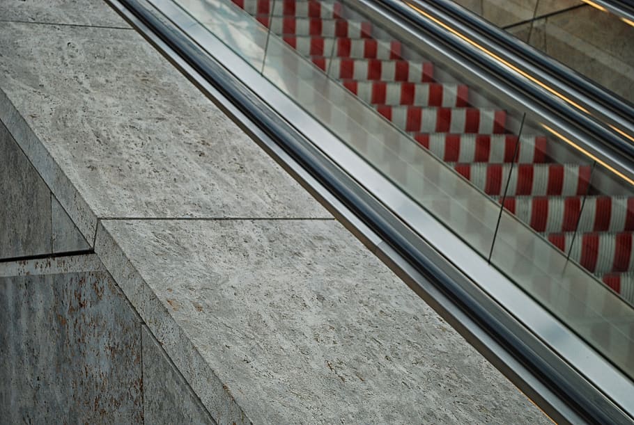 escalator, stairs, architecture, built structure, no people HD wallpaper