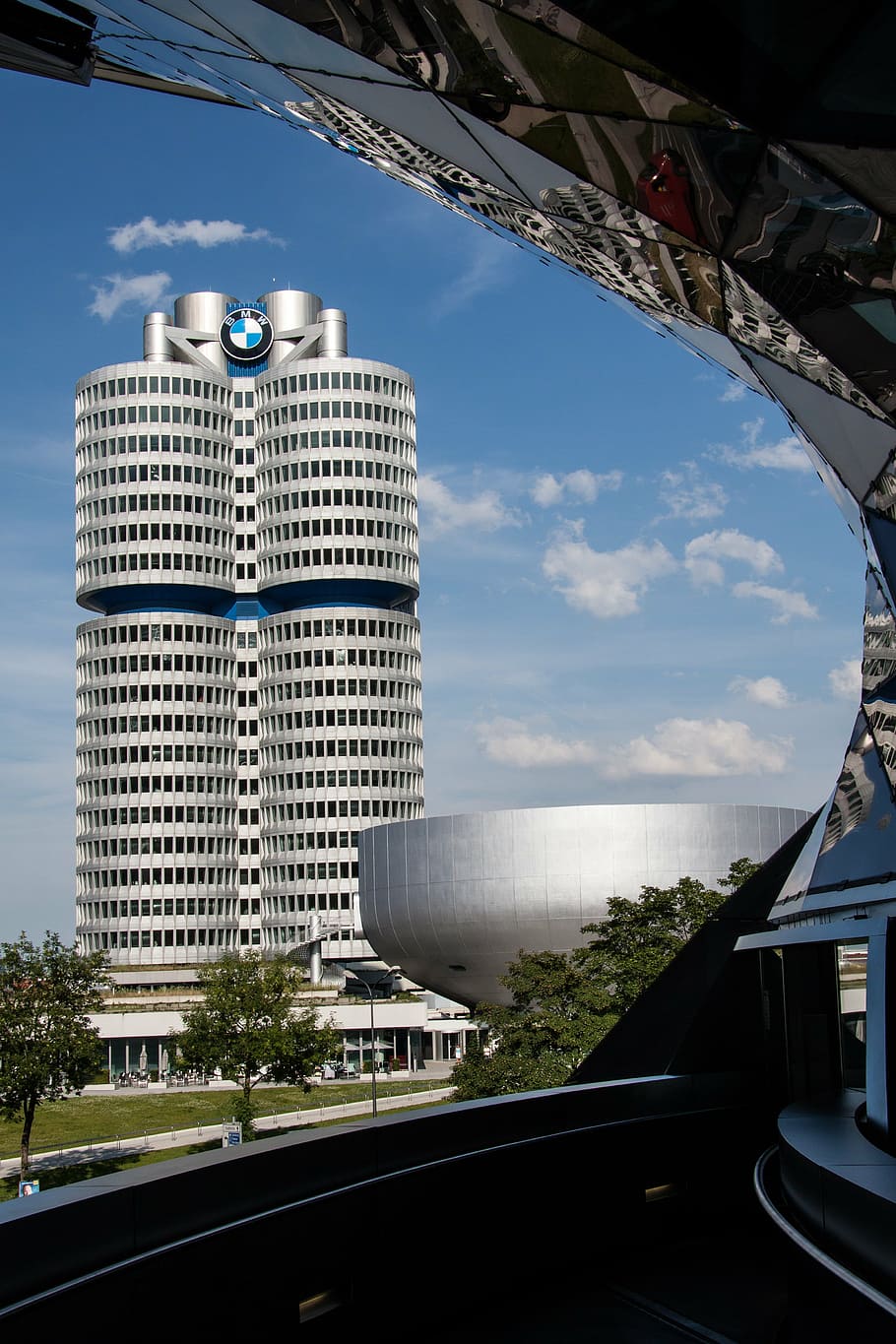 bmw world, bmw tower, munich, architecture, building, blue, HD wallpaper