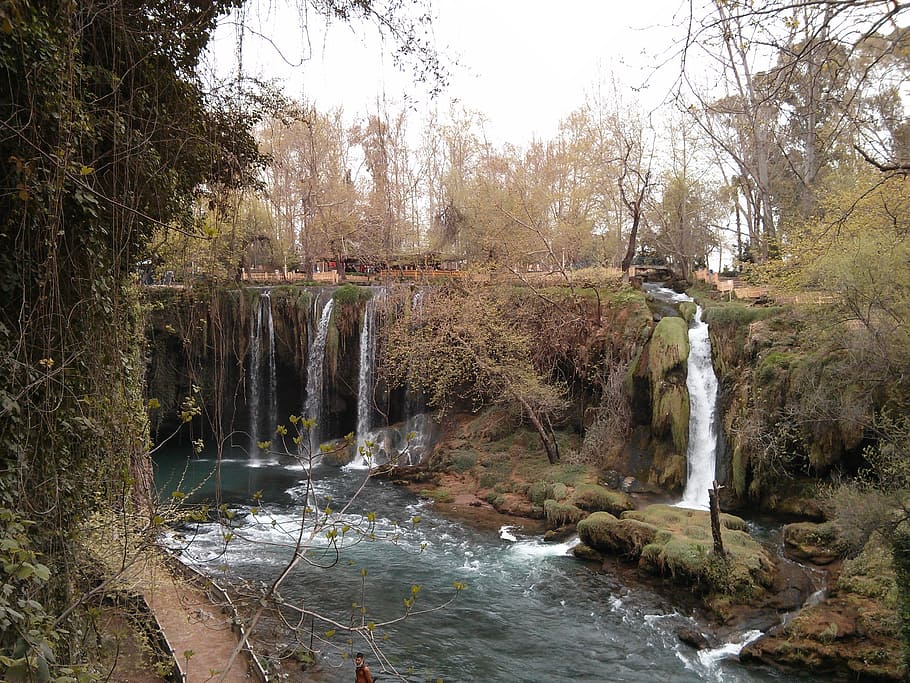 manavgat, antalya, waterfall, tree, plant, flowing water, forest, HD wallpaper