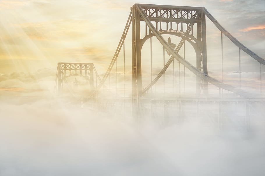 foggy brown bridge, kaiser wilhelm bridge, kw-bridge, wilhelmshaven