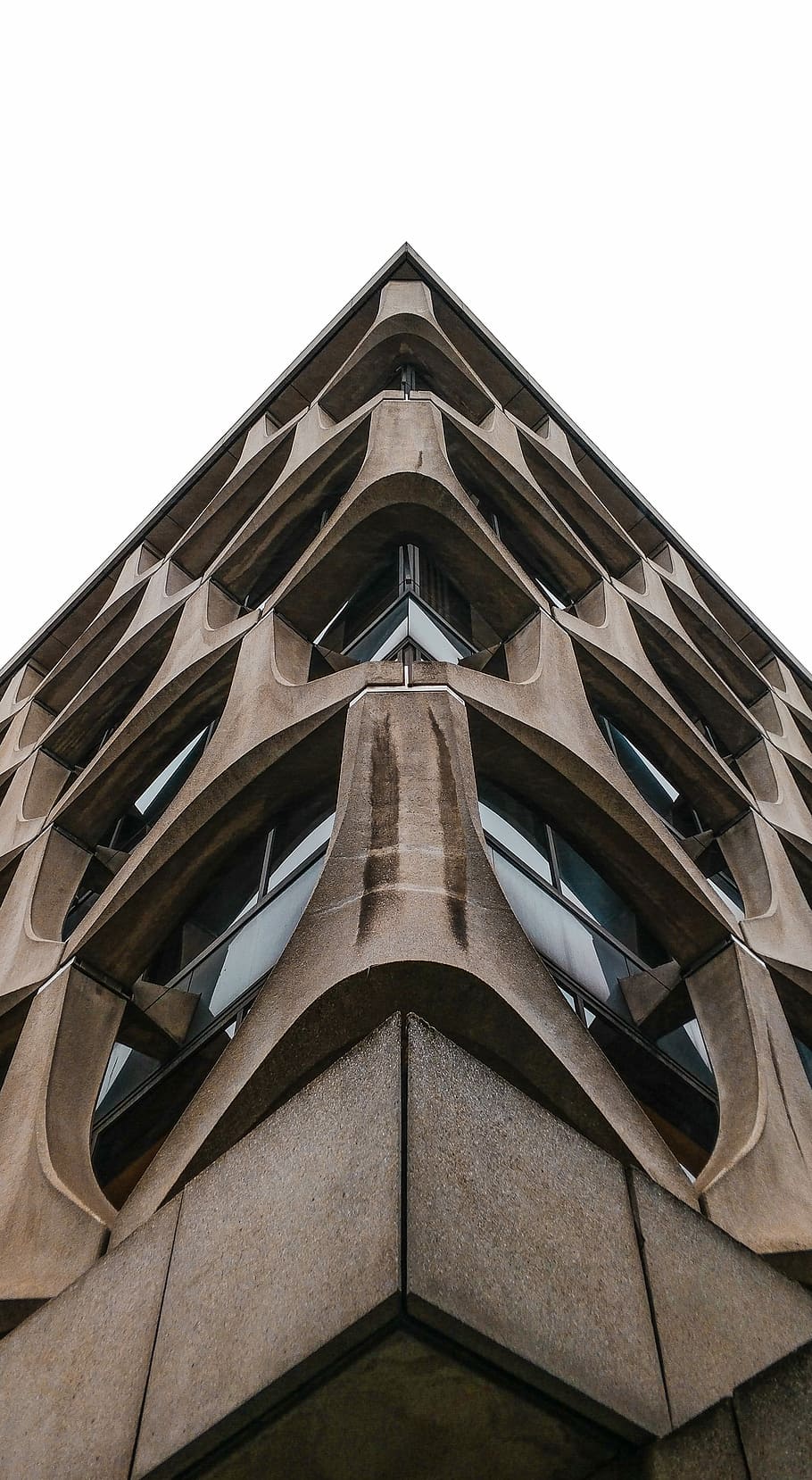 worm's eye view of building, low-angle photography of brown concrete building HD wallpaper