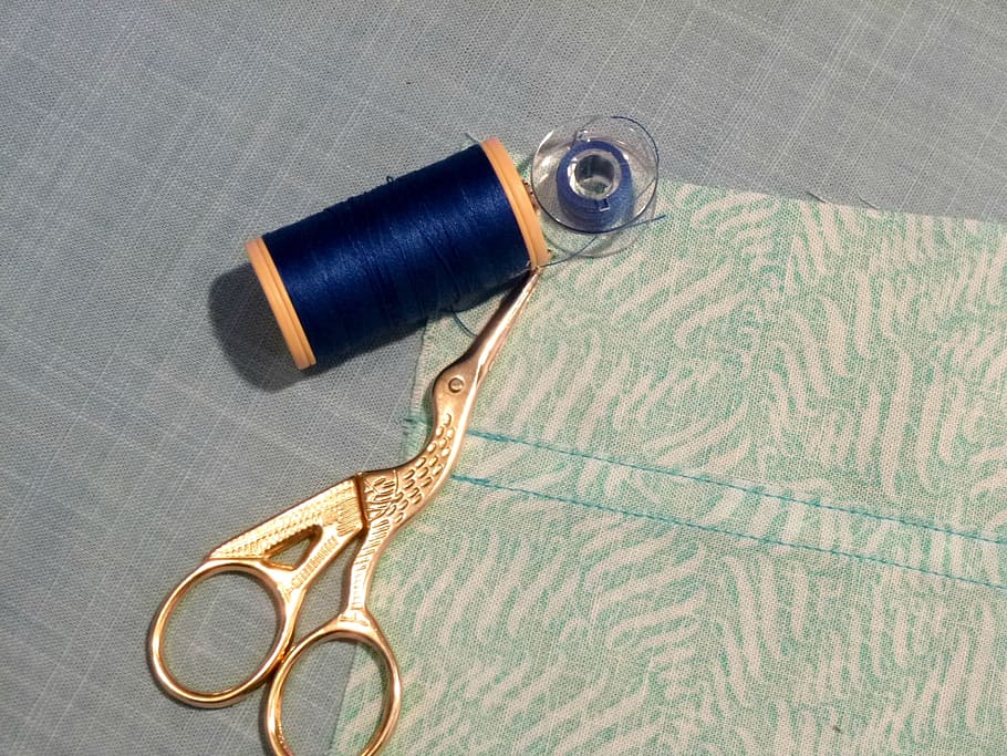 sew, sewing, thread, fabric, bobbin, scissors, embroidery, seams, HD wallpaper