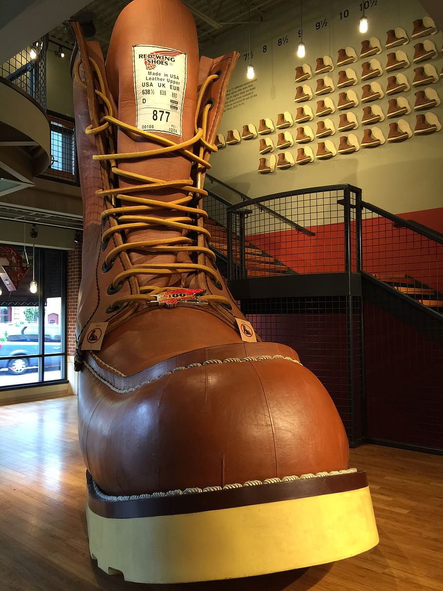 redwing, minnesota, world's largest boot, shoe, indoors, illuminated, HD wallpaper