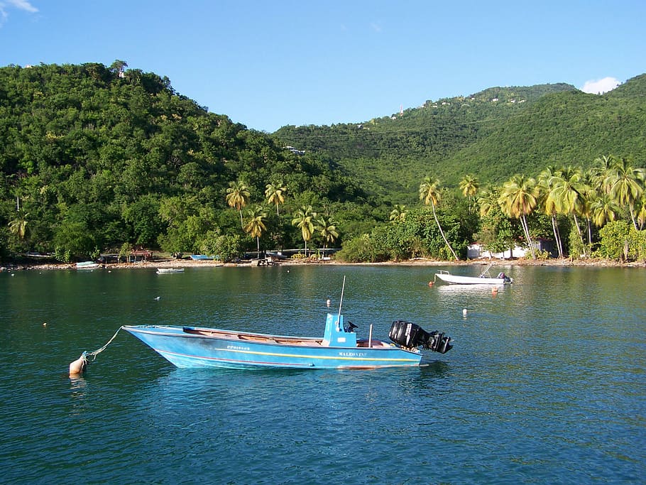 guadeloupe, boiling, cove boat, island, exotic, tropic, french territory, HD wallpaper