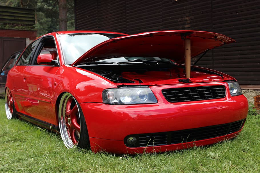 Vw, Auto, red, car, front view, transportation, collector's car HD wallpaper