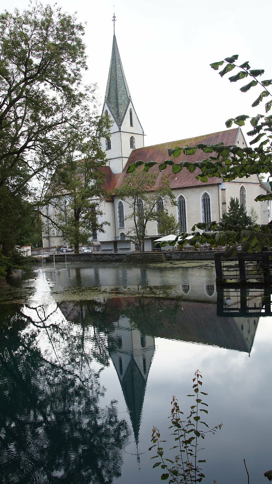 blautopf, blaubeuren, monastery, church, architecture, tree HD wallpaper