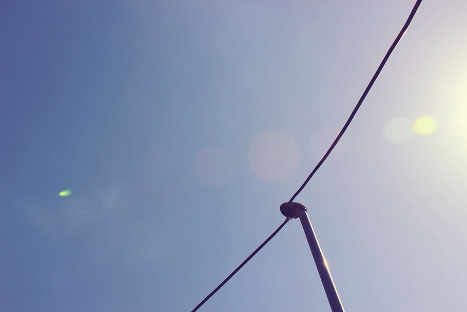 lamp post, blue, sky, sunshine, lens flare, no people, low angle view HD wallpaper