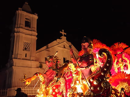 carnaval, las tablas, panama, night, illuminated, built structure HD wallpaper