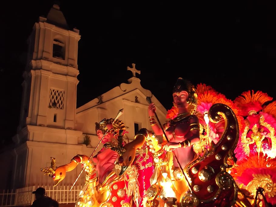 carnaval, las tablas, panama, night, illuminated, built structure HD wallpaper