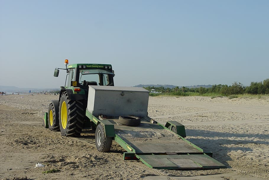 beach, tractor, cleaning beaches, machinery, dirt, equipment HD wallpaper