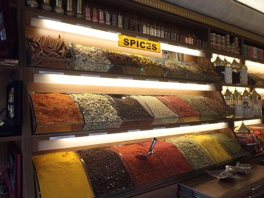spices, bazaar, istanbul, variation, choice, food and drink HD wallpaper