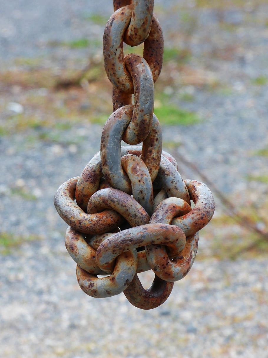 string, links, knot, tangled up, complicated, rusty, strength HD wallpaper